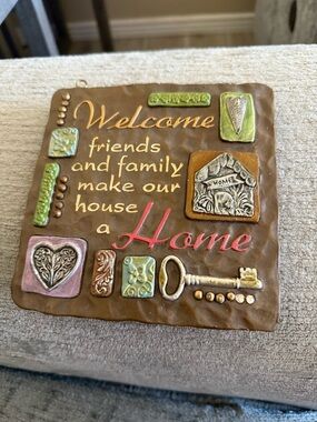 Madison Brown Wall Plaque with Gold, Pink, Green and Silver Accents